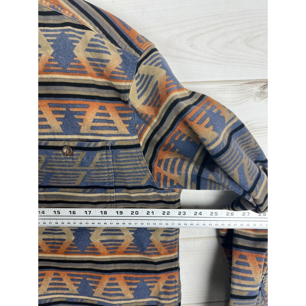 Cabela's Shirt Mens Large Blue Aztec Southwest Flannel Button Down Long Sleeve - Picture 4 of 7